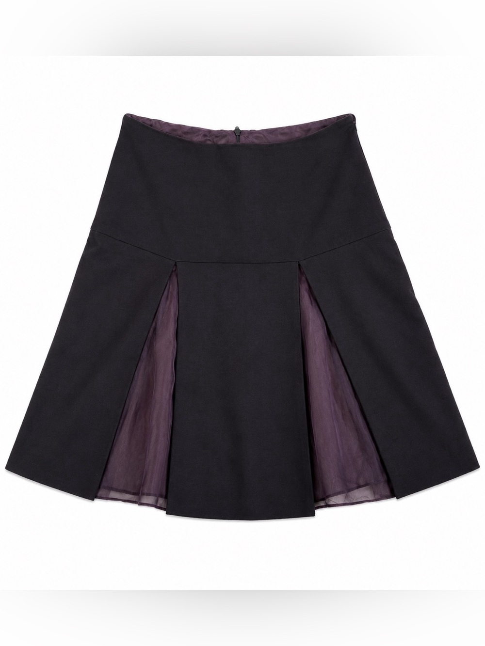 Donna Karan sheer paneled wool skirt